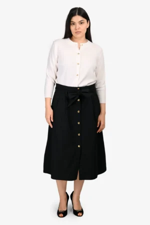 Celine Black Macadam High Waist Ribbon Skirt Size 42