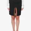 Saint Laurent Grey Wool Striped Midi Skirt Size 34