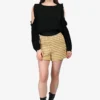 Maje Yellow/Black Tweed High Waisted Shorts Size 34