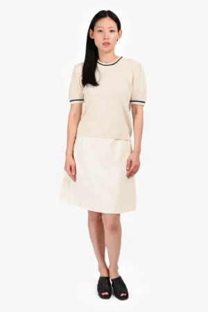 Chloe Cream Cotton Laced Detail Skirt Size 40