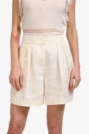 L'Academie Cream Linen Shorts Size S
