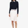 Miu Miu White Pleated 'Miu Miu' Knit Waistband Skirt Size 38