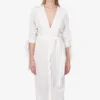 The Attico White Ruched Belted Shirt Dress Size 42