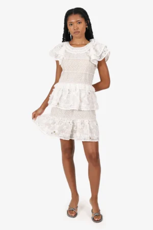 Elliatt White Ruffle 'Emma' Mini Dress Size S