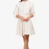 Apiece Apart White Embroidered Midi Dress with Braided Belt Size 8