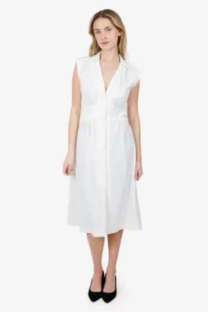 Ba&sh White Button Down Sleeveless Midi Dress Size M