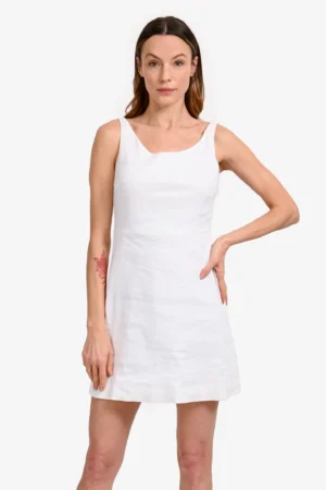 Theory White Linen Sleeveless 'Ballerina' Mini Dress Size 2