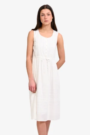 Reformation White Cotton Drawstring Sleeveless Midi Dress Size 4