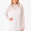 IRO White Crochet Long Sleeve Mini Dress with Slip Size 36