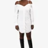 T by Alexander Wang White Cotton V-Neck Off-Shoulder Shirt Mini Dress Size 10