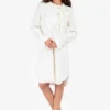 Chloe White Satin Ruffle Tie Detail Long Sleeves Dress Size 34