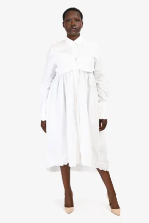 Simone Rocha White Lace Detail Shirt Dress Size 10 UK