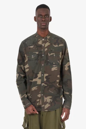 Balmain Camouflage Print Distressed Shirt Size 41 Mens