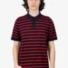 Burberry Red Striped Cotton Polo T-shirt Size L Mens