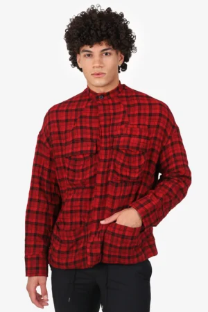 Haider Ackermann Red Oversized Check Shirt Jacket Size S Mens