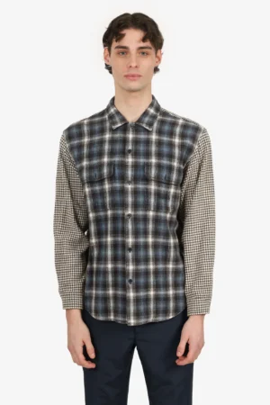 Supreme Navy Houndstooth Plaid Flannel Shirt Size S Mens