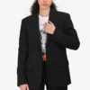 Saint Laurent 2022 Black Wool Silk Lined Single Breasted Jacket Size 48 Mens