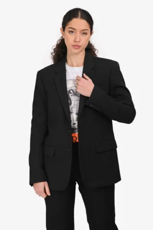 Saint Laurent 2022 Black Wool Silk Lined Single Breasted Jacket Size 48 Mens