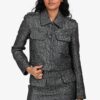 Self-Portrait Black/Metallic Bouclé Crystal Embellished Buttoned Jacket Size 2