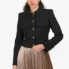 Veronica Beard Black Buttoned Cropped Jacket Size 2