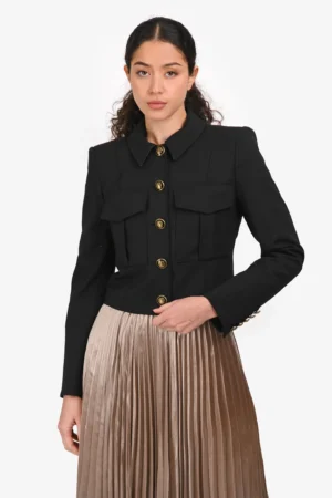 Veronica Beard Black Buttoned Cropped Jacket Size 2
