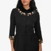 D&G Dolce & Gabbana Black Velvet Collar Embellished Trim Cropped Jacket Size 38