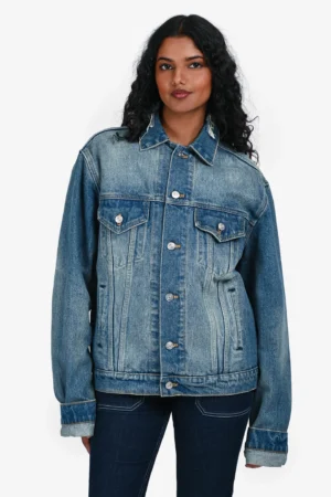 Balenciaga 2017 Denim Blue Campaign Logo Jacket Size 48