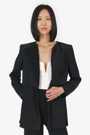 Sportmax Black Silk Layered Blazer Size 4