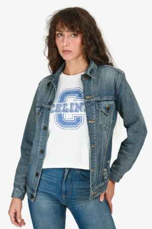 Saint Laurent Blue Distressed Denim Jacket Size XS