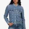 Acne Studios Blue Denim Distressed Detailed Cropped Jacket Size 36