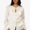 Cinq à Sept Cream Silk Button Up Blouse Size XS