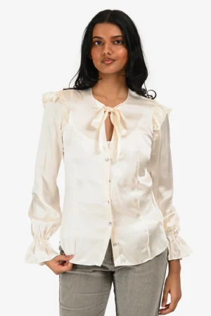 Cinq à Sept Cream Silk Button Up Blouse Size XS