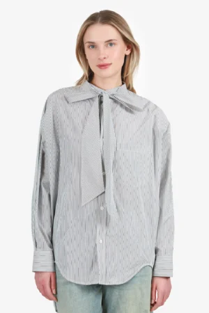 Balenciaga White/Black Striped Logo Button Down Shirt Size 32