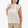 Ulla Johnson White Cotton Eyelet Button Down Top Size 2