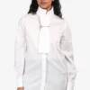 Burberry White Pin Neck Tie Detail Button Up Shirt Size 2 US